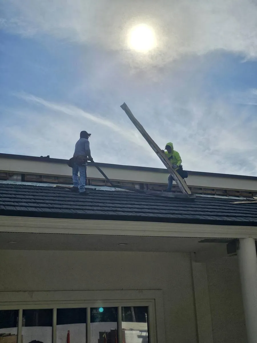 Roof replacement in progress